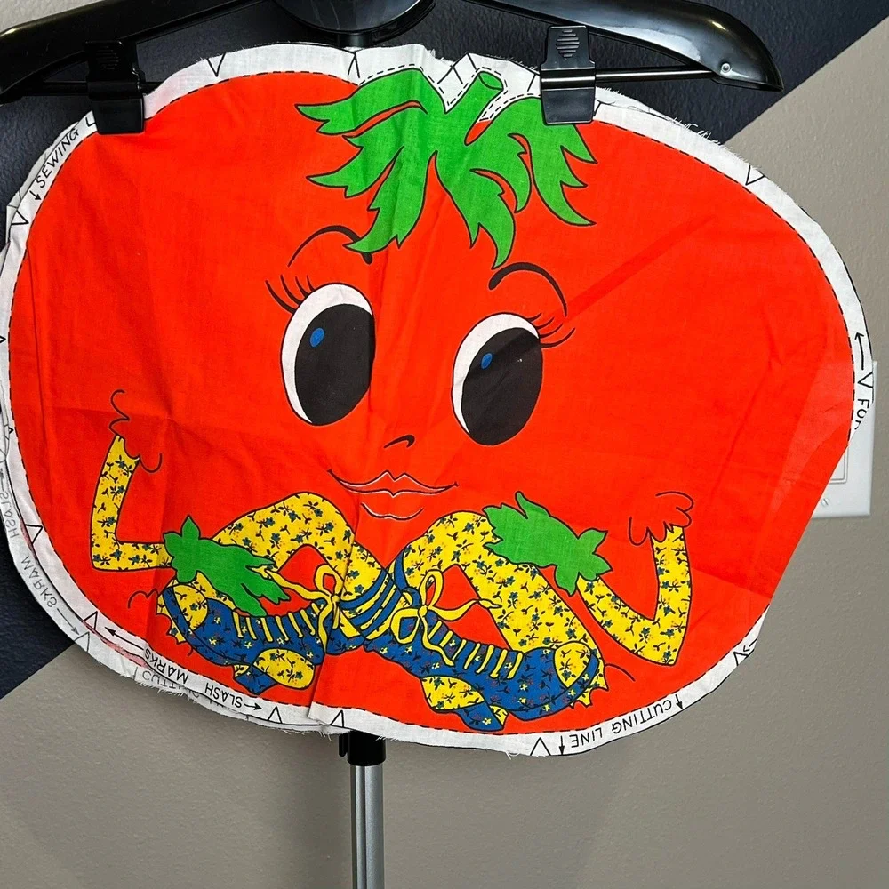 Vintage‎ Tomato Character Fabric Panel Cut Sew Pillow Craft 90s
